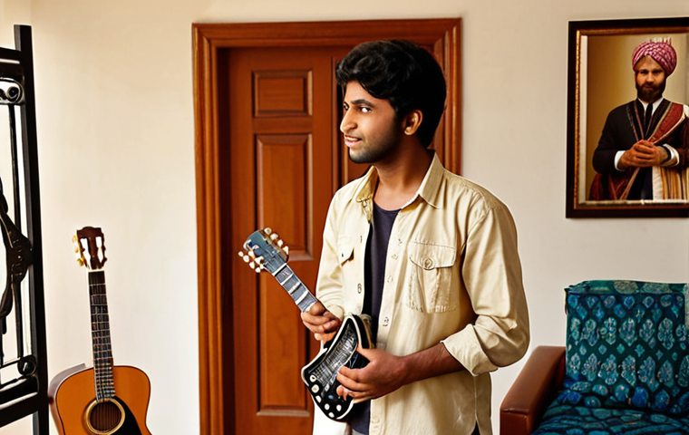 **Prompt 1:** A young Pakistani individual (male or female) standing in a modest, modern home setting, looking at an expensive piece of hobby equipment (e.g., a high-end camera or a professional guitar) with a thoughtful, slightly burdened expression, holding a few Pakistani Rupee notes. In the background or nearby, show the same person happily engaging in the same hobby, but with more affordable, used, or DIY equipment, illustrating resourceful ways to pursue passions despite financial pressure. Realistic style, warm lighting, focus on balancing desire with budget.