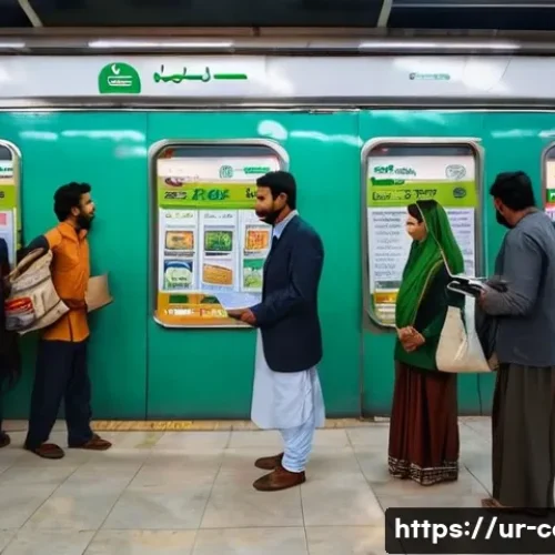 Home 15 지하철 요금 - A bustling urban subway station in Pakistan during non-peak hours, showing diverse passengers includ...