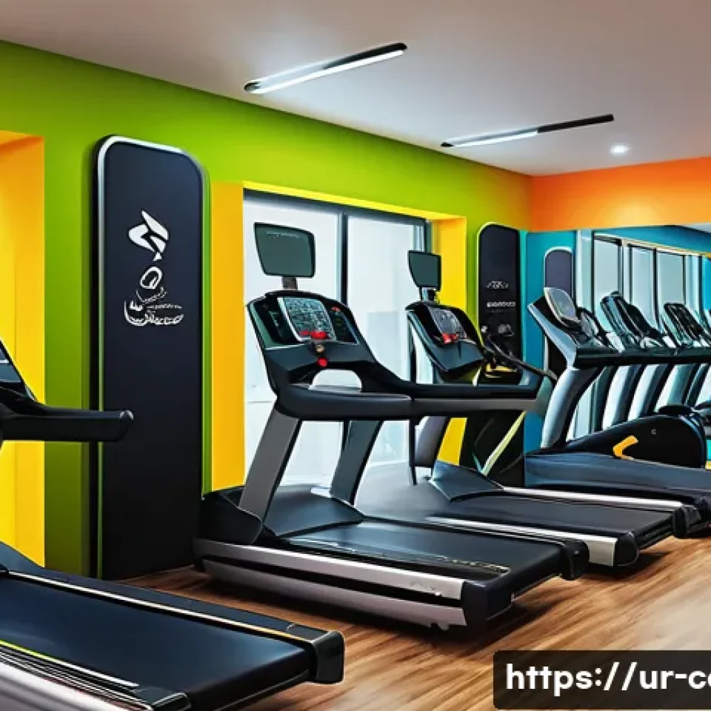 헬스 트레이너 비용 - A vibrant fitness gym scene set in a modern Lahore gym, showing a diverse group of adults engaged in...