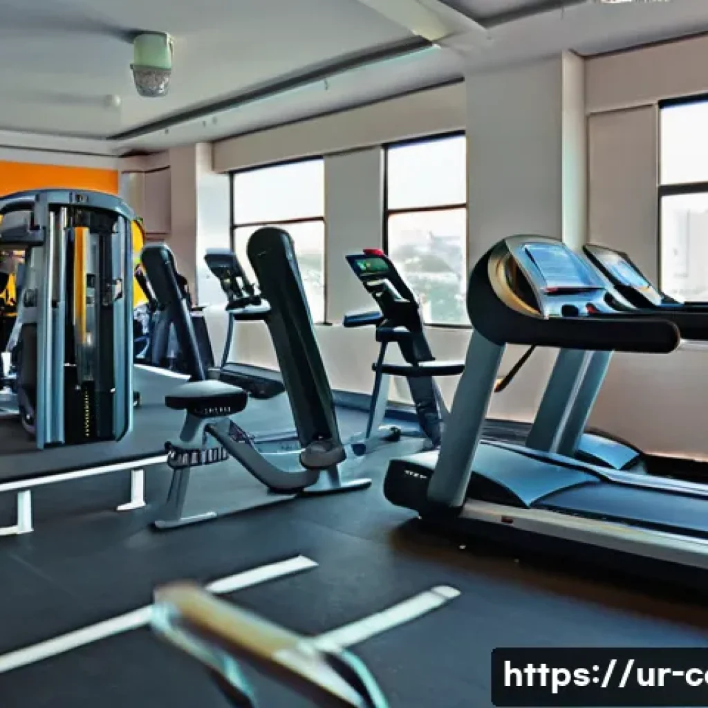 운동 시설 비용 - A modern gym interior in a busy urban area of Karachi, showing a diverse group of adults exercising ...