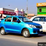 Home 22 자동차 유지비 - A detailed urban street scene in Pakistan showing a driver practicing fuel-efficient habits: a moder...