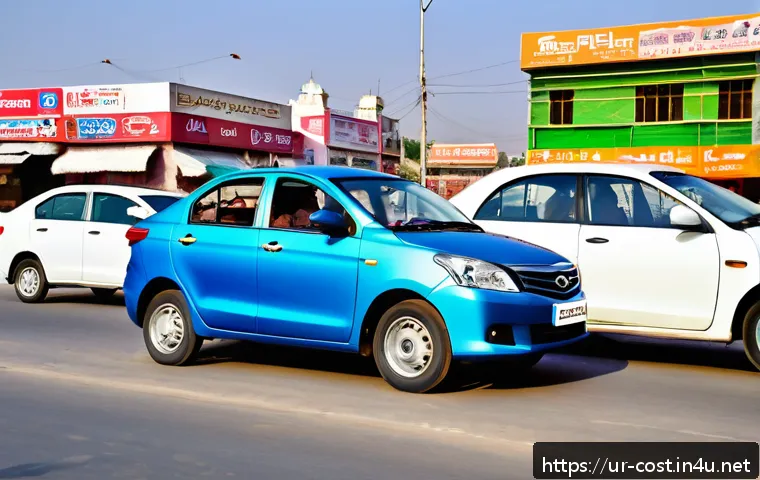 자동차 유지비 - A detailed urban street scene in Pakistan showing a driver practicing fuel-efficient habits: a moder...