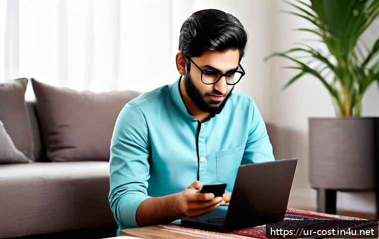 스마트폰 교체비용 - A detailed scene of a modern Pakistani living room during the festive shopping season in late Novemb...